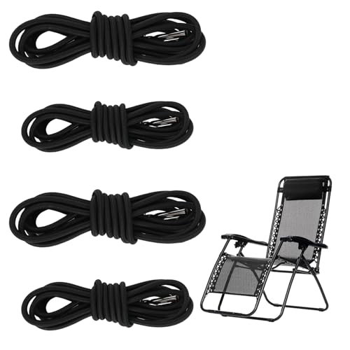 Kit de 4 Lacets Élastiques de Remplacement pour Chaises Inclinables, Fauteuils Relax et Chaises Pliantes - Cordes Universelles pour Chaise à Gravité Zéro, 2 Longues (2,3 m) et 2 Courtes (1,45 m), Ins
