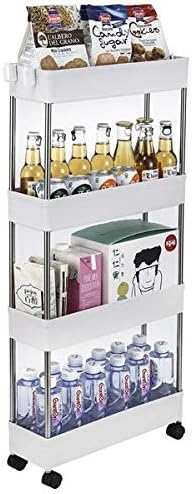 Storage-Cart-Slim 4-Tier Mobile Shelving Unit Rolling Bathroom Carts for Kitchen Bathroom Laundry Room Narrow Places