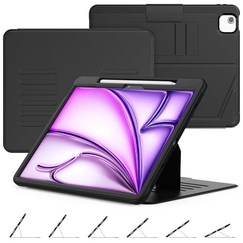 Timecity iPad Air 13�C���` (M4/M3/M2) ��p�P�[�X 2026/2025/2024���f�� �}�O�l�b�g��5�i�K�p�x���� ���u���Ή� �}�O�l�b�g�X�^���h �����͋z�� �I�[�g�E�F�C�N�A�b�v/�X���[�v�@�\ �J�[�h&�y�����[ �n�j�J�����M