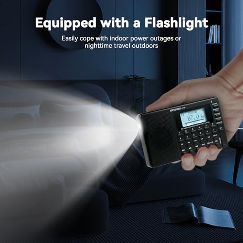 Retekess V115P Portable Shortwave Radio,Rechargeable AM FM SW WB Radio,Wireless Connection,1800mAh Battery,Digital Tuner,TF/AUX,Recording,Flashlight,Sleep Timer,Alarm Clock,for Emergency,Camping