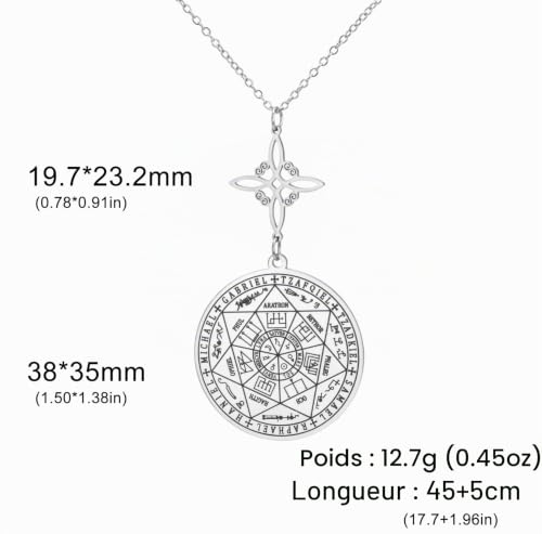 EUEAVAN Collier avec pendentif représentant les 7 archanges Nœud celtique Nudo De Bruja Sigil de l'archange Saint Michel Pendentif Talisman catholique Bijoux Wiccan Cadeau (argent) – vue 6
