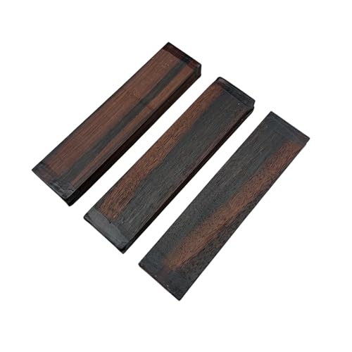 3 pares de pastillas de madera maciza de 125 x 30 x 6 mm, madera preciosa para mangas de cuchillos, artesanía, talla y torneado (Ebony de Macassar, 3)
