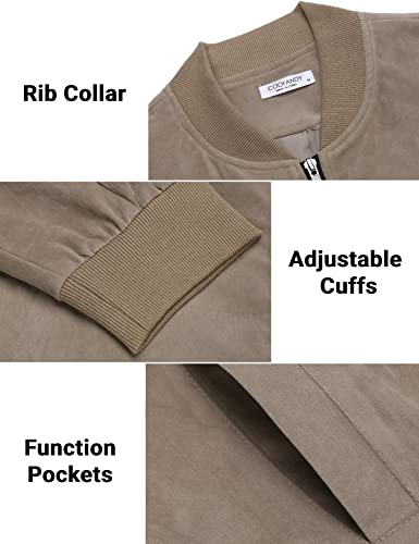 COOFANDY Men's Varsity Baseball Jacket Causal Slim Fit Suede Leather Bomber Jackets - Thumbnail 5