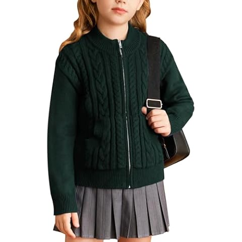 GRACE KARIN Girls Zipper Cardigan Sweater Cover