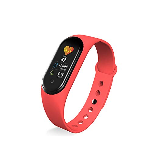 N+B Pulsera Smartband a prueba de agua, banda de reloj inteligente para deportes con pantalla táctil a color de 0.96 ', contador de pasos, monitoreo del sueño, rastreador de ejercicios (Rojo)