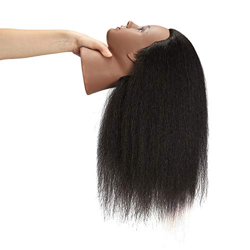 Hairingrid Mannequin Head 14\" 100% Real Hair Hairdresser Cosmetology Mannequin Manikin Training Head Hair and Free Clamp Holder (14 Inch) - Thumbnail 4