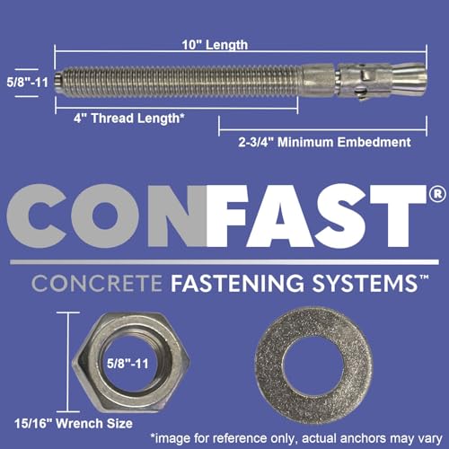 Image of CONFAST 5 /8 inch x 10 inch Stainless Steel Wedge Anchor (10 per Box)