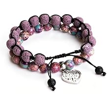 Bivei Life Tree Bracelet - Lava Stone Essential Oil Gemstone Beaded Yoga Meditation Regalite Stone Beach Charm Bracelet Set