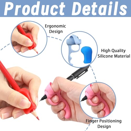 WORUIB 18 Pcs Pencil Grips, Ergonomic Pen Grips for Children & Adults, Silicone Writing Aid Tool - Image 4