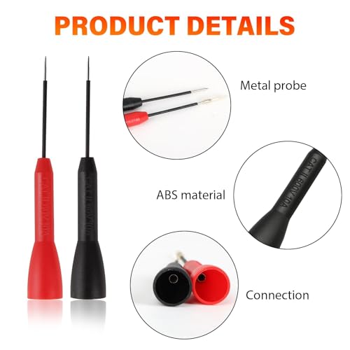 Image of 2mm Extended Needle Test Probes 4 Pcs, 600V /10A Non-Destructive Multimeter Insulation Needle Probes Tip Compatible with Fluke Leads tl71 tl75
