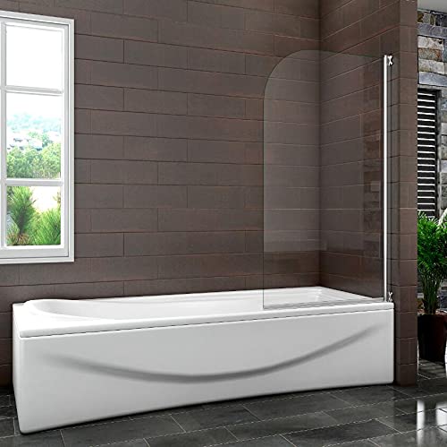 Acezanble 800x1400mm 180°Pivot Bath Screen Shower Screen Tempered Glass Door Panel