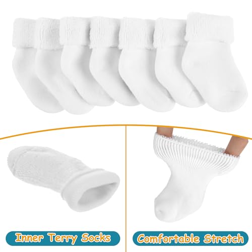 10 Pairs Preemie Baby Terry Cotton Turn Cuff Socks for Newborn Girls Boys - Nicu4