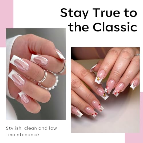 Image of Modelones Medium Square Nail Tips - 510Pcs Fake Nails Gel Tips Pre-shaped Half Matte Full Cover Acrylic Gel Kit Press on Manicure Extension Art DIY Salon 15 Sizes
