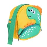 HOMSFOU Bolso Bandolera Pequeño Infantil Diseño de Dinosaurio Amarillo, Bolsa de Lona Casual Correa Ajustable, Bolso de Moda para Uso Diario y Viajes