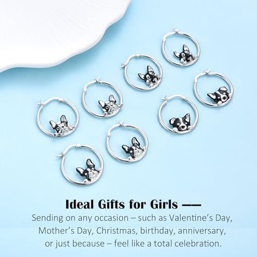 Boucles d'oreilles mignonnes de chien en argent pour Noël - 6