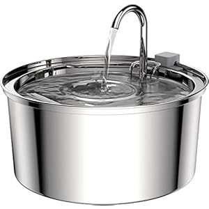 TOMXCUTE 3,2L Fuente para Gatos, Fuente de Agua para Gatos de Acero Inoxidable, Bebedero Gatos diseño de Grifo, Funcionamiento silencioso Aptas para el lavavajillas, con 1 Esponja y 3 filtros
