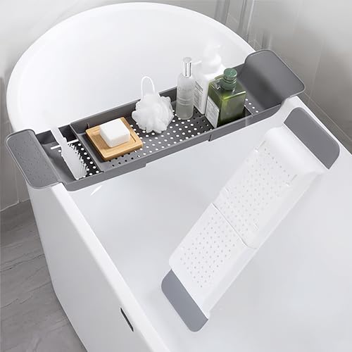 Badewannentablett, Badewannen Brücke Ausziehbar Buch, Telefon, Pad-Halter, Spielzeug, Shampoo, Seife, Aufbewahrung, Badezimmerzubehör, Geschirrabtropfgestell Kunststoff