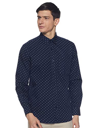 Image of Amazon Brand - Symbol Men's Printed Regular Casual Shirt (AW20-SYM-FS-AOP Navy 3 46)