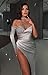 Halter Prom Dresses with Slit Sexy Mermaid Formal Party Dress 2026 Satin Beaded Evening Gown Floor Length Silver 4 DR0265 DR