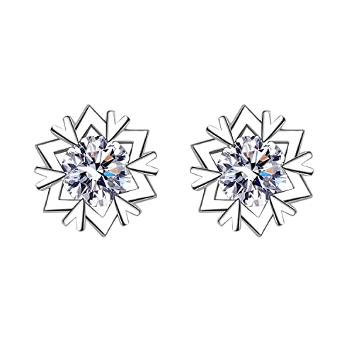 Boucles d'oreilles diamant flocon de neige en argent de haute joaillerie