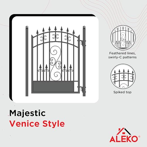 Image of ALEKO Driveway Pedestrian Gate | Metal Garden Gate | Pedestrian Door for Steel Gate | Anti-Rust Steel Gate | Venice | 5 ft | PGVEN