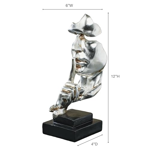 Escultura Abstracta de Mesa Silencio Antiguo Plata miniatura 3