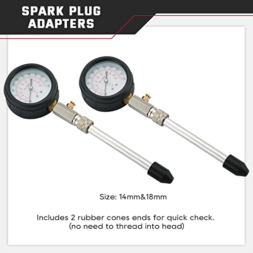 ATPEAM Petrol Engine Cylinder Compression Tester | 8PCS Engine Cylinder Pressure Gauge for Petrol Gas Engine, 0-300PSI Engine Compression Tester Kit - Thumbnail 5
