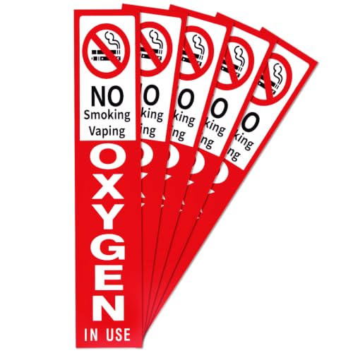 Kingdder 5 Pcs Oxygen in Use Magnetic Sign 10"x2" Large No Smoking Safety Tags Labels for Home Hospitals Clinics Nursing Room Laboratories Door Display, Magnetic Surface PVC Coating (Vaping Warning)