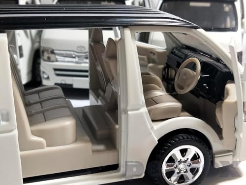 Image of Model Vehicles for Toyota HIACE MPV Simulation die-Casting Metal Sound and Light Toy car Model 1:32 Sophisticated Gift Choice (White)
