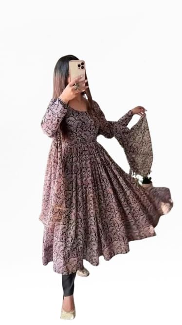 rudravon Georgatte Printed Georgatte Anarkali Gown with Dupatta Printed Georgette Anarkali Gown for Women, Ethnic Wear, Full Sleeves, Fit and Flare Dresses with Dupatta for Women (M,L,XL,XXL)-picture-48
