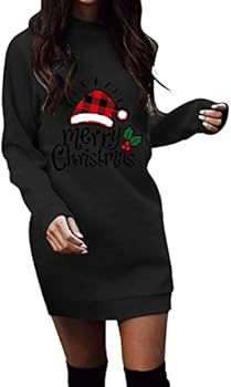 Kanpola Kerstjurk voor dames, grappige rendiertrui, sexy ronde hals, mini- jurk, herfst, winter, lange mouwen, kerstfeest, jurken, vrijetijdsjurk, D-rot, L Kanpola Kerstjurk voor dames, grappige rendiertrui, sexy ronde hals, mini- jurk, herfst, winter, lange mouwen, kerstfeest, jurken, vrijetijdsjurk, D-rot, L