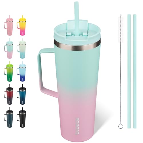 Image of BJPKPK 26oz Insulated Tumbler with Handle, Lid & Straw, Stainless Steel