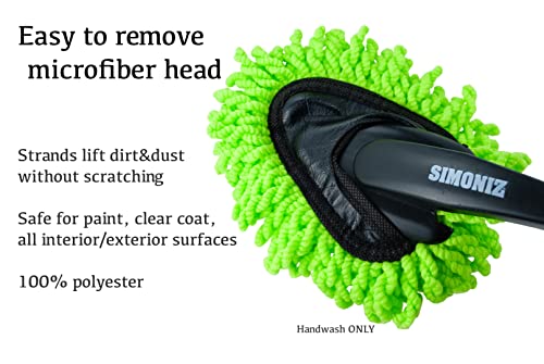 Simoniz 13” Detailers Microfiber Auto Duster - Dusting Wand Cleans, Dries & Polishes – Safe For All Interior Or Exterior Surfaces - Great For Cars, Trucks, Suvs, Boats, Rvs & Bikes Or Home Cleaning #TOP3
