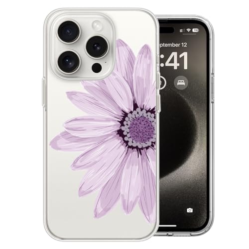 Coque iPhone 15 Pro Max florale antichoc en silicone TPU et PC 6,7 pouces