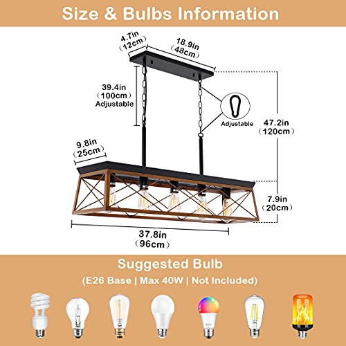 HMVPL 5-Lights Industrial Swag Chandeliers Pendant Lighting Fixtures, Farmhouse Hanging Ceiling Island Light for Kitchen Dining Room Bedroom Foyer Hallway Front Door
