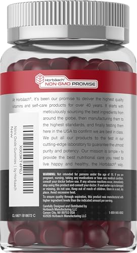 Image of Horbaach Nitric Oxide Beet Root Gummies | 60 Chews | with Nitrates, Vitamin C & Black Pepper | for Men & Women | Strawberry Flavor | Vegan, Non-GMO, Gluten Free Supplement