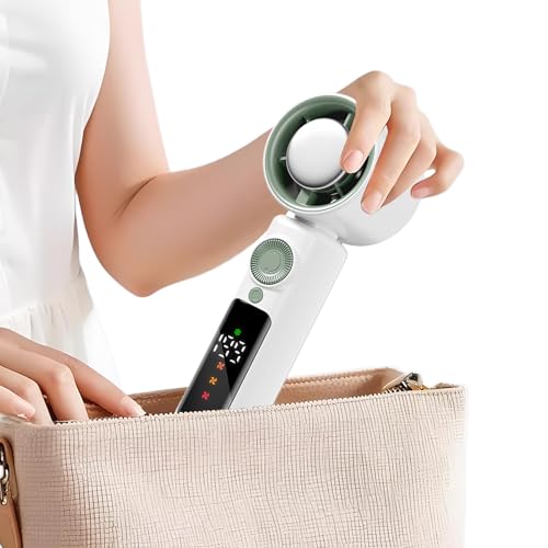Ruwshuuk Ventilador Personal Recargable - Ventilador Personal de Refrigeración Turbina - Plegable 4000mAh Pantalla LED Velocidad 1-199 Luz nocturna para dormitorio viaje al aire libre tienda