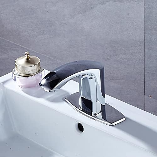 Mitigeur à capteur automatique pour salle de bain chrome avec eau chaude et froide