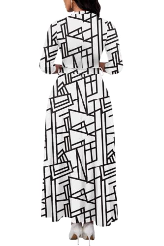 Image of FANDEE Women's Maxi Dresses V Neck 3 /4 Sleeve Long Dress with Pockets