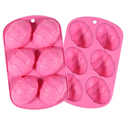 2PCS Easter Egg Shaped Cake Mold Trays Silicone 6-Cavity Cooking Supplies for Chocolate Candies Ice Cube Trays Baking Molds