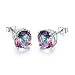 925 Sterling Silver Stud, Seven Colors Stud Earring Can Make You Enjoy The Selection (Multicolor)
