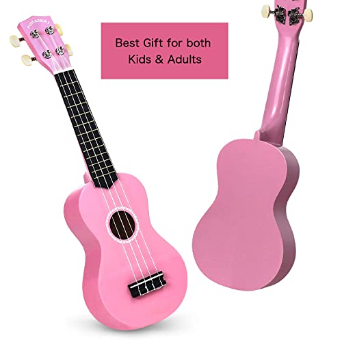 pomaikai soprano ukulele for beginners 21 inch ukulele wood toddler guitar small hawaiian ukalalee starter pink