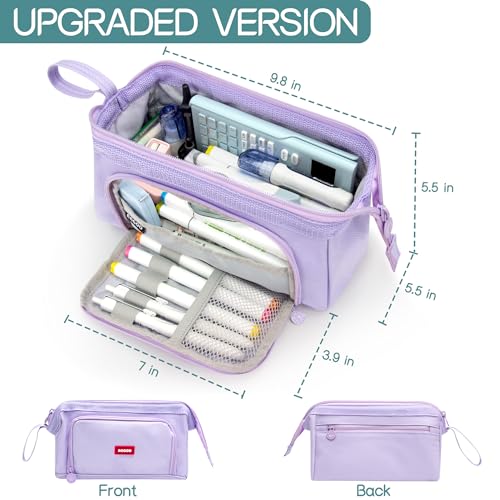 Image of Large Capacity Pencil Case Big Pencil Pouch Special Aesthetic School Pen Bag for Girls Teen Nurse Adults Kids Soft Organizer With Zipper Cute Travel Pencil Pouches Estuche para Lapices Purple
