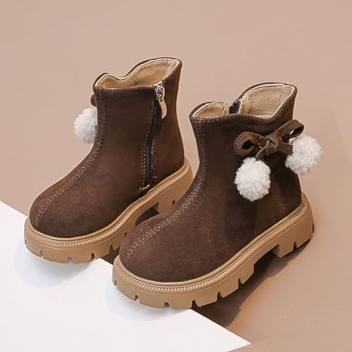 Girls Boots Kids Winter Hiking Snow Boots Faux Fur Lined Short Boots Fuzzy Warm Side Zipper Ankle Shoes for Little Big Kids Girls2