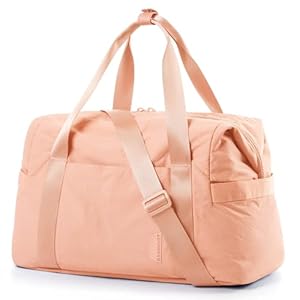 BAGSMART BAGSMART Gym Bag for Women, Carry on Weekender Overnight Bag, Travel Duffel Bags with Trolley Sleeve, Personal Item Travel Bag Tote Bag Workout Dance Bag, Orange-34L