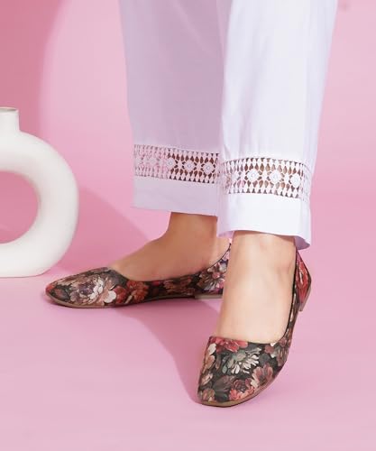 Image of JM LOOKS Elegant Women Floral Print Pointed Toe Ballerina Flats Comfort Walking Slip On Shoes