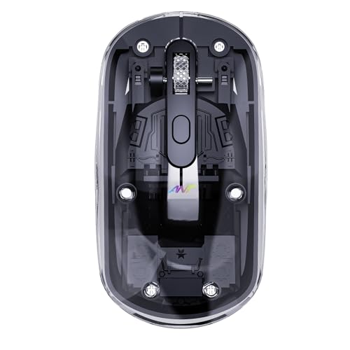 Image of ANT OM140 PRO Ultra Lightweight Transparent Wireless Mouse 2.4GHz & Bluetooth 5M Range RGB Lighting, Rechargeable Battery, Slim Portable Mouse for Laptop, PC, MacBook, Chromebook, iPad, Tablet -Black