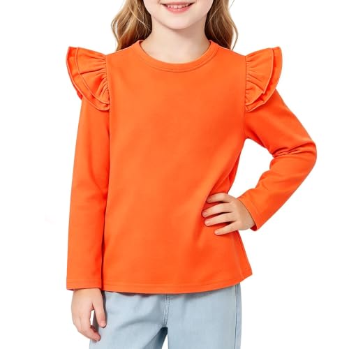 Image of Magic Park 1-14Y Toddler Ruffle T Shirt Girls Solid Color Blouse Kids Girl Short Long Sleeve Tops Casual Tee