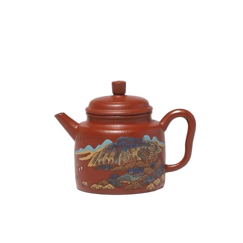 Théière en Argile Violette 200 ML, fabriquée à la Main, avec Filtre, en Terre Crue (Type Zhu). Coffret à thé Zisha. Infuseur à thé en Vrac.