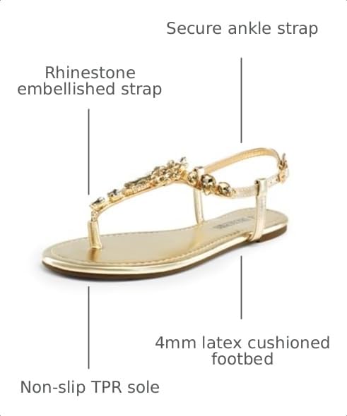 Image of DREAM PAIRS Women's Rhinestone Flat Sandals | Thong Sparkle Dressy Comfortable Adjustable Ankle Strap Sandals for Summer Beach Vacations Wedding Holiday Party